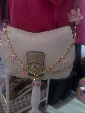 Coach Blush Pink Crossbody with Gold Charm Chain